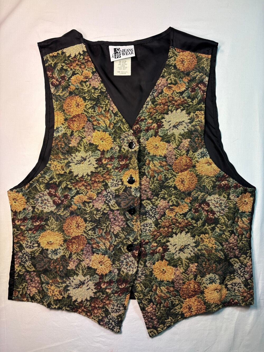 Woman’s Vintage Jeans Wear‎ Embroidered Vest size Large Made in USA